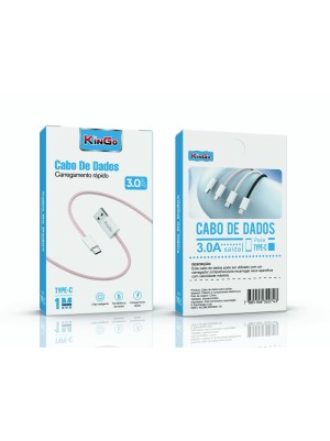 CABO TRANÇADO 3.0A USB - TYPE C -  ROSA 