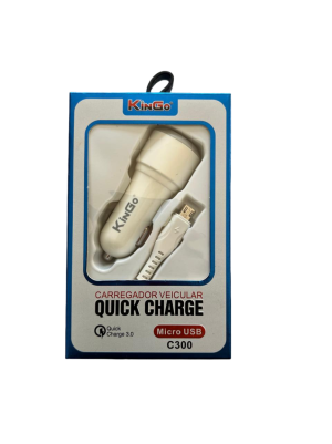 Carregador Veicular QUICK CHARGE MICRO USB (C300) BRANCO