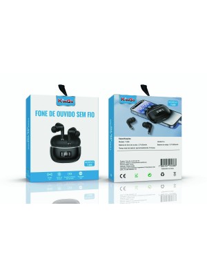 FONE SEM FIO TWS+TELA DIGITAL T-206 PRETO